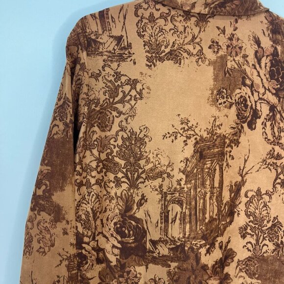 Soft Surroundings Floral Printed Shacket Shirt Button Down Ladies MED Brown - Picture 5 of 7